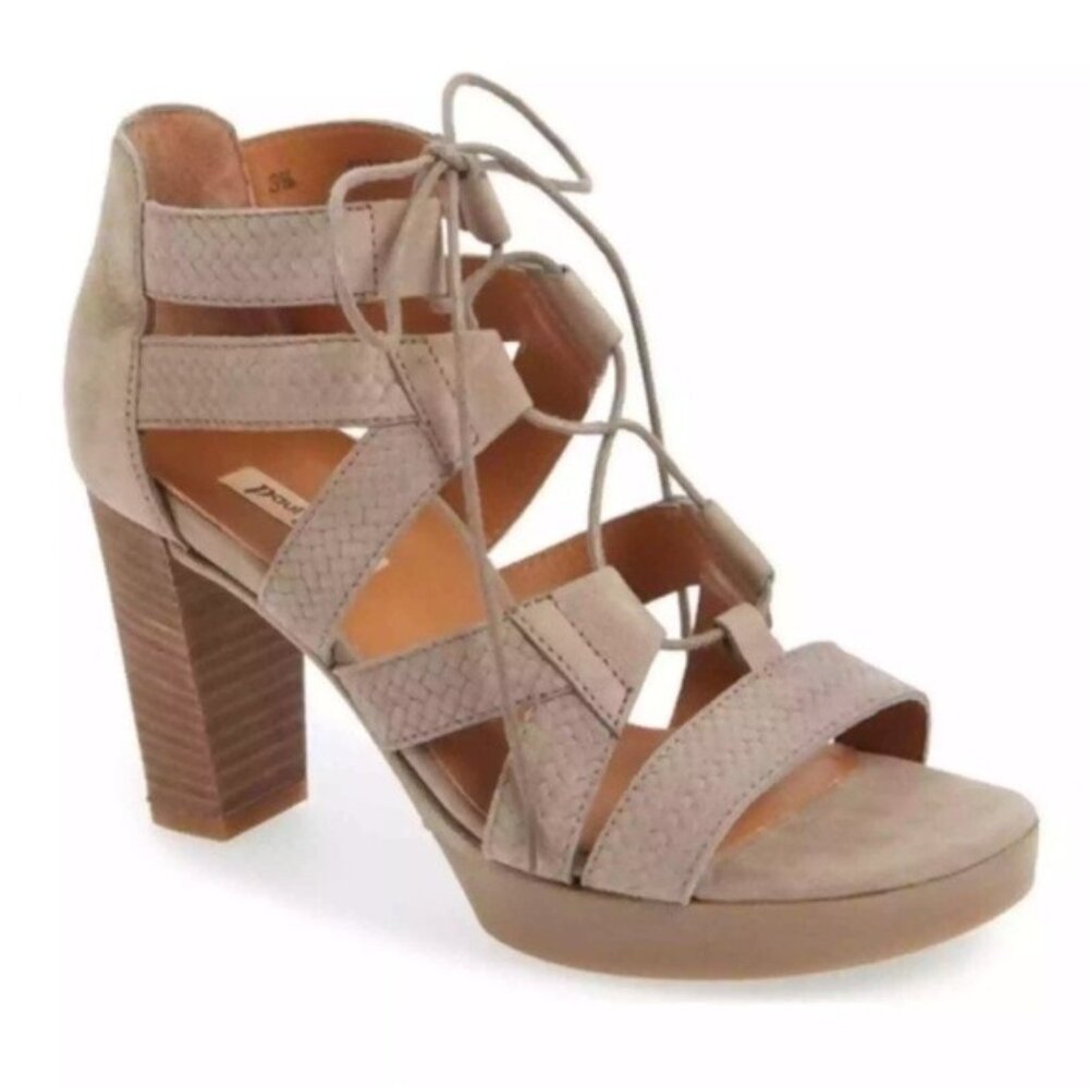 Paul Green Hana leather lace up heeled sandals gladiator brown 8